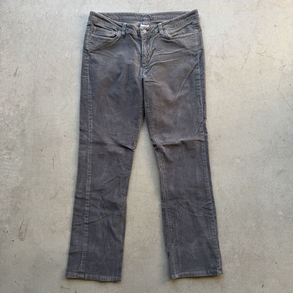 Patagonia Pants Womens 31 Gray Corduroy Straight Mid Low Rise Dark Wash Preppy